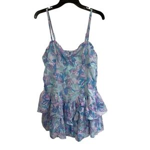 New with tag Wild Fable Women's Floral Ruffle Tiered Mini Dress Size L blue/pink